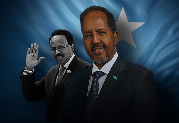 انتخاب رئيس جديد للصومال في 2022، صورتي الرئيس المنتخب والرئيس السابق حسن شيخ محمود - محمد عبد الله محمد فرماجو 