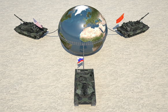 غلاف دراسة الرؤى الإستراتيجية لثلاثي القطبية الدولية: تحليل مضمون مقارن